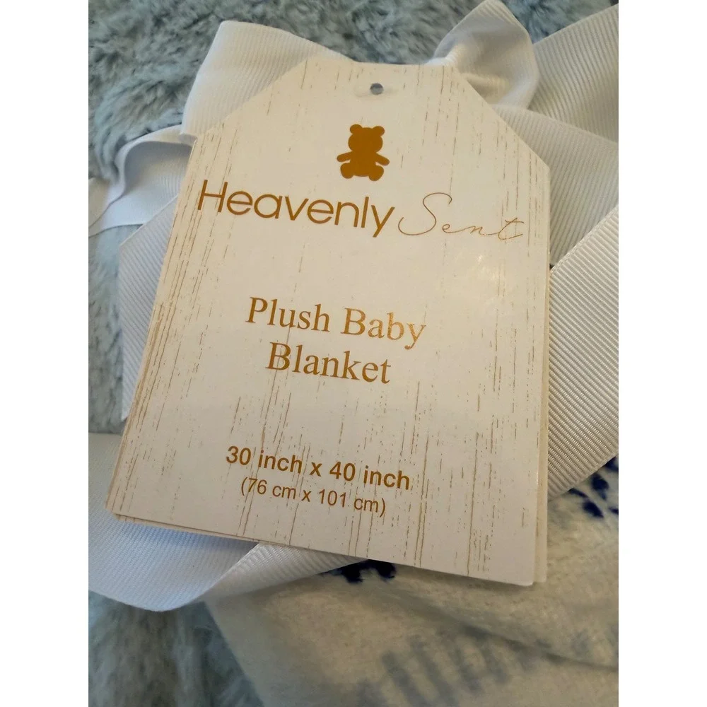 Heavenly Sent Plush Baby Blanket Light Blue Faux Fur‎ 30x40 Soft Nursery New